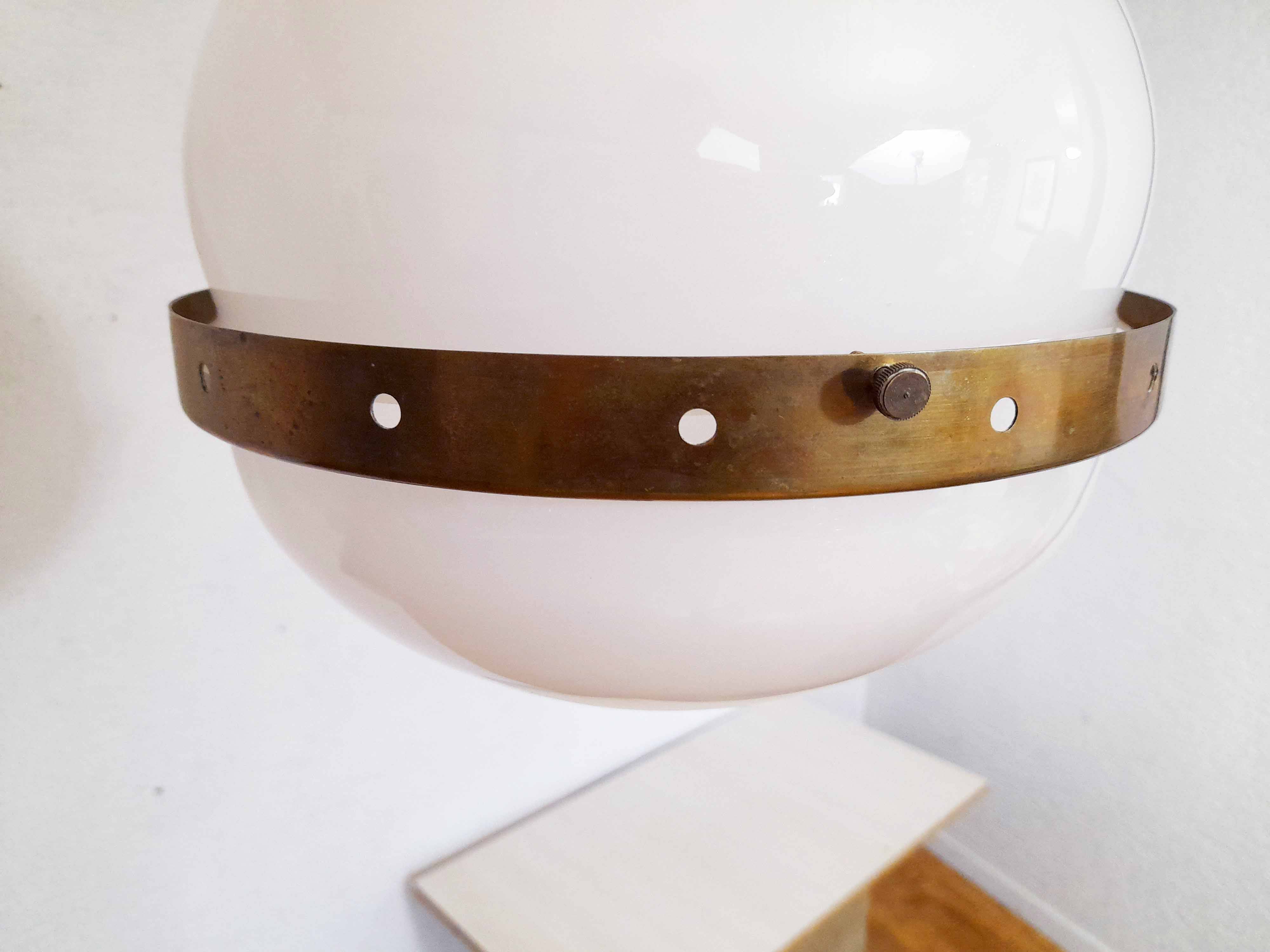 Opal glass and brass pendant light