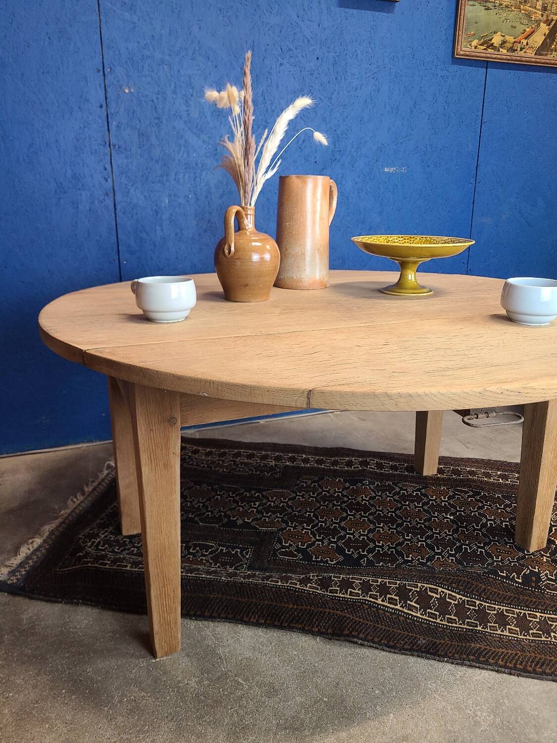 Vintage farmhouse coffee table with flap