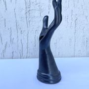 Single flower holder in shiny black ceramic, Vallauri spirit.