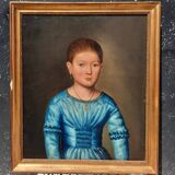 Peinture à l'huile de portrait victorien de la fin du XIXe siècle représentant une jeune fille, encadrée