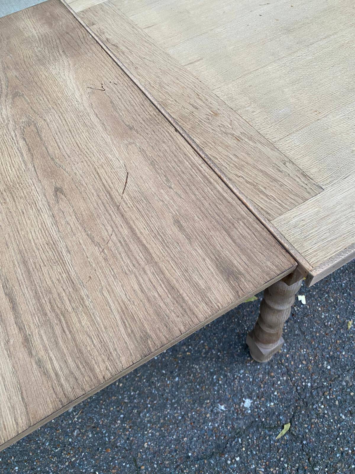 20th century extendable farmhouse dining table renovated in raw wood 225cm