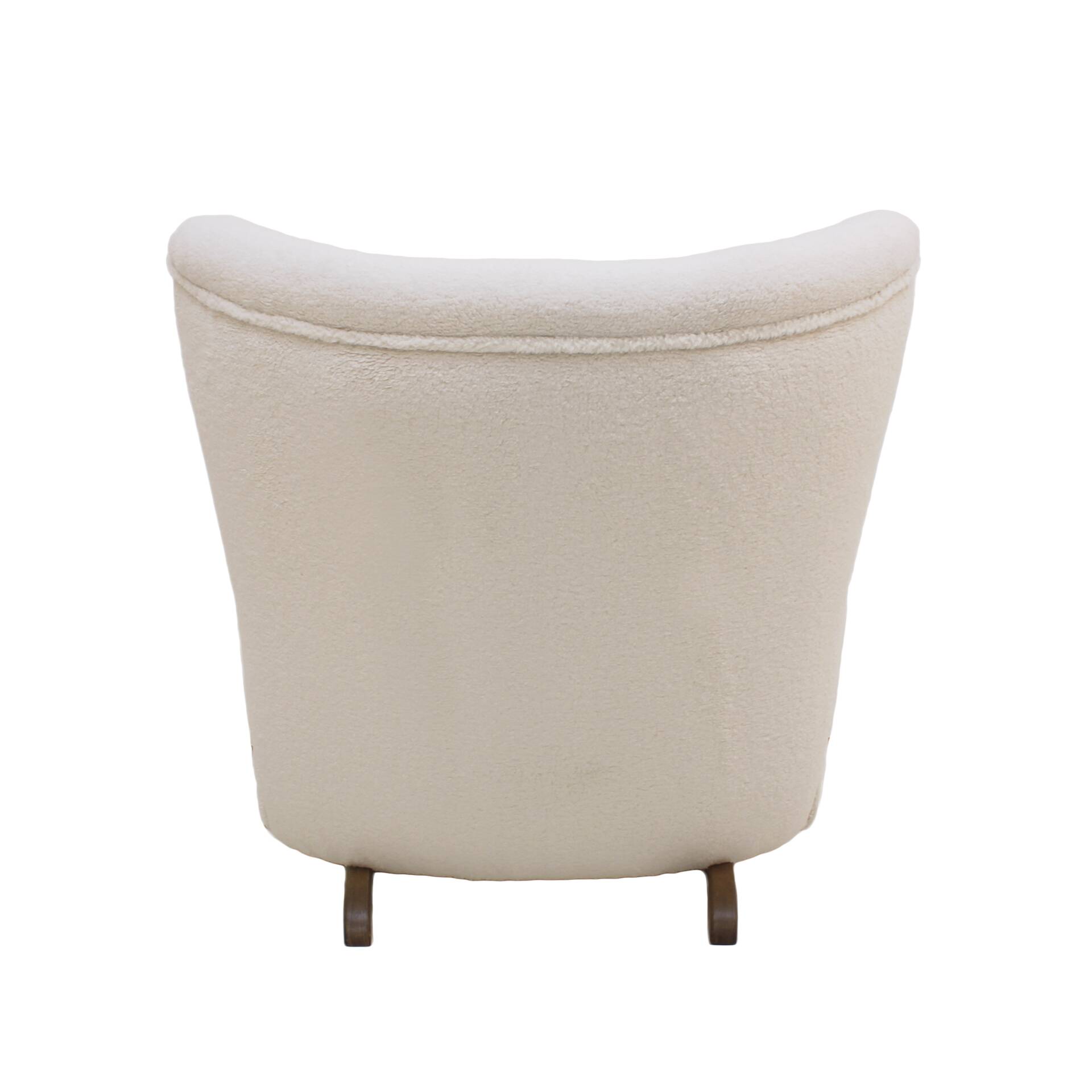 Late 20th Century White Wool and Solid Wood Pair of Armchairs, Norway