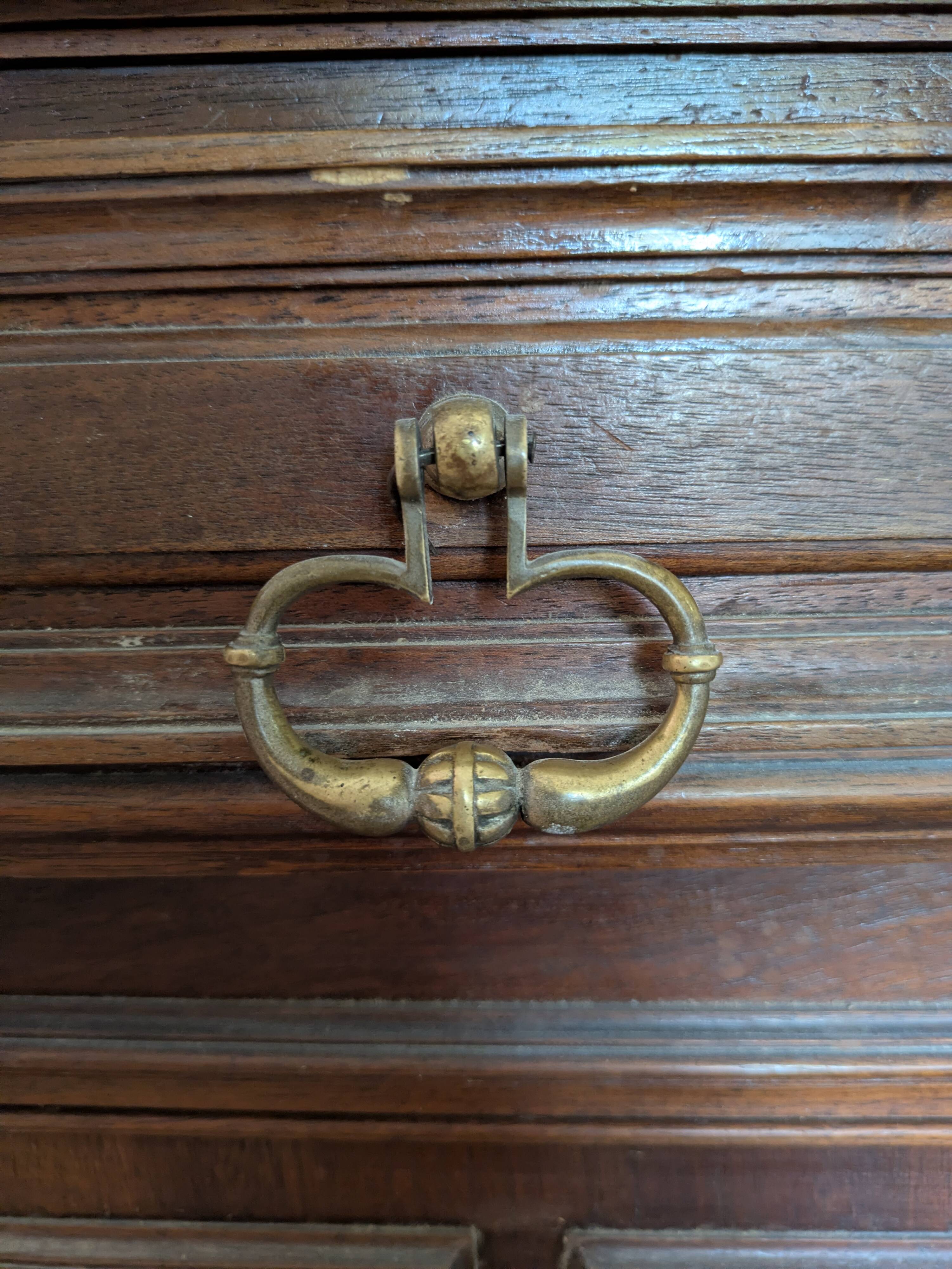 Low buffet in Louis XIII style made of solid walnut – Panels in "Pointe de Diamant"
