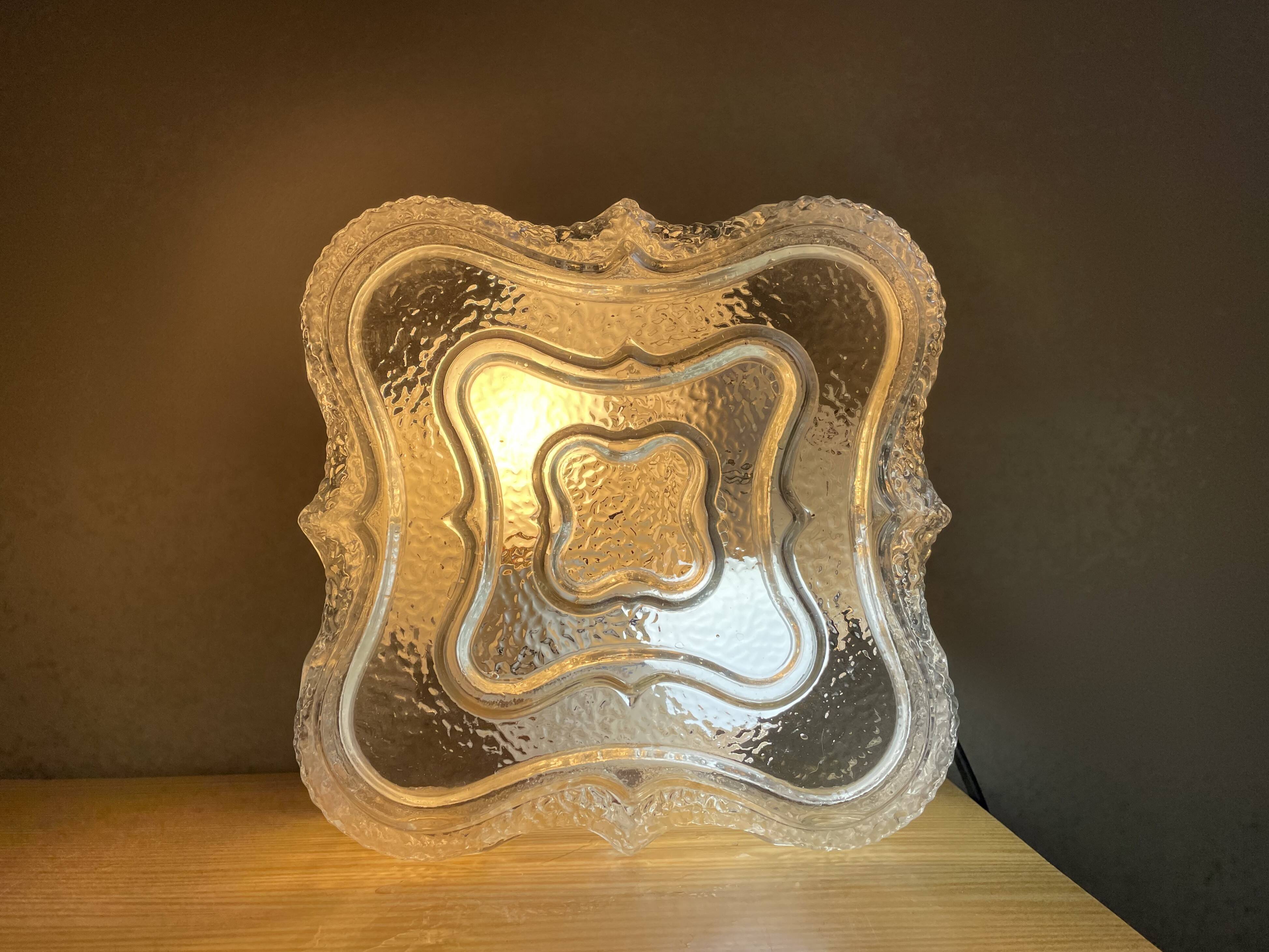 Square glass flush mounted ceiling or wall lamp