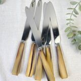 Set of 6 vintage horn table knives
