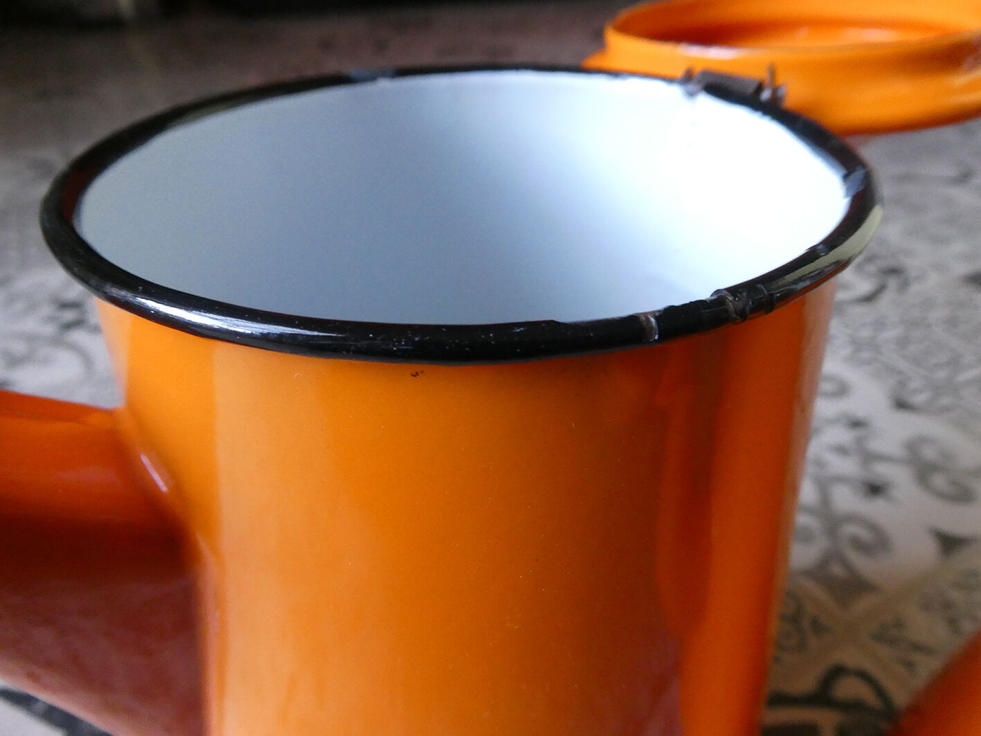 Lot of vintage orange enamelled coffee makers