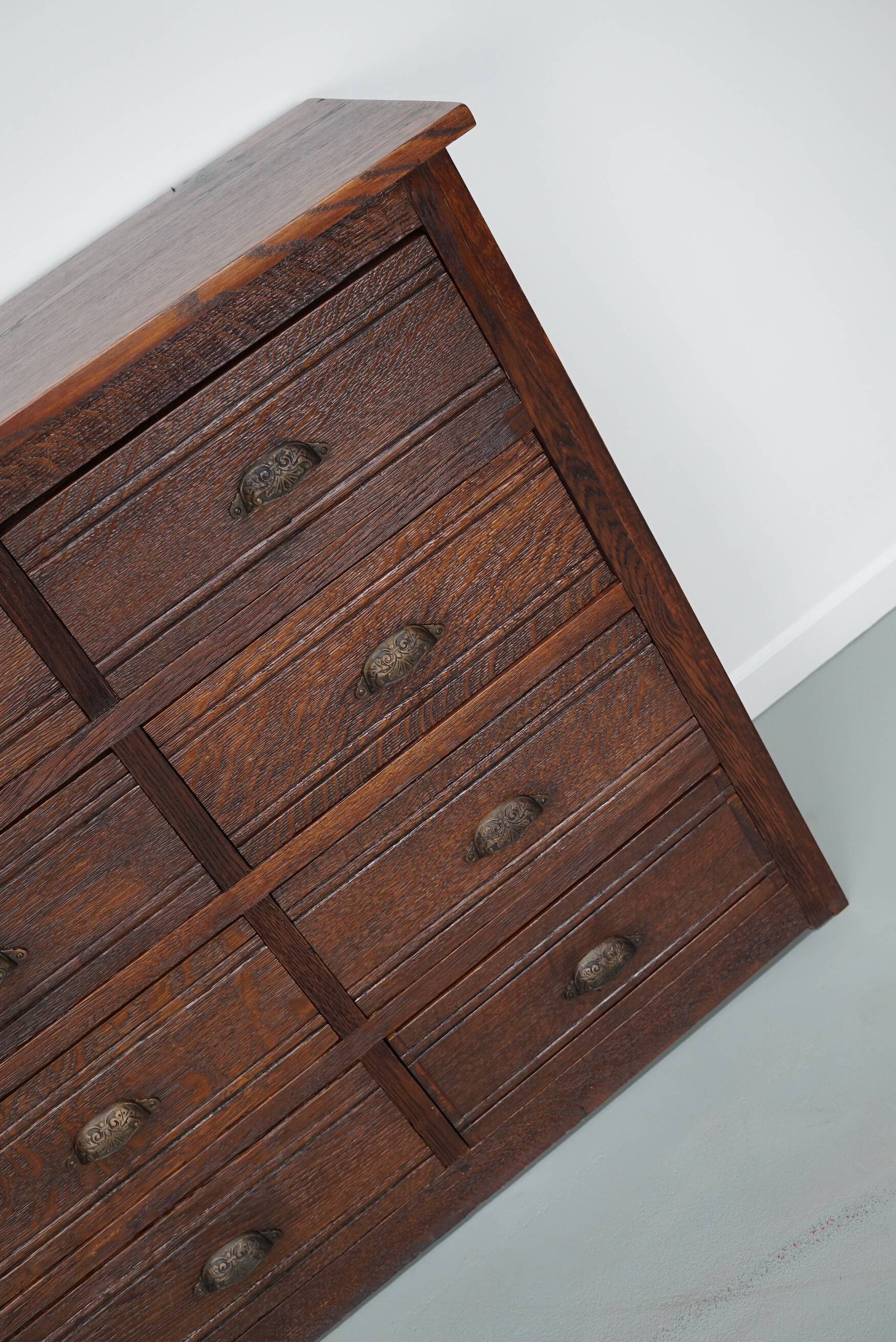 French Restored Oak Hardware Store Apothecary Cabinet, 1920/1930s