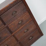 French Restored Oak Hardware Store Apothecary Cabinet, 1920/1930s