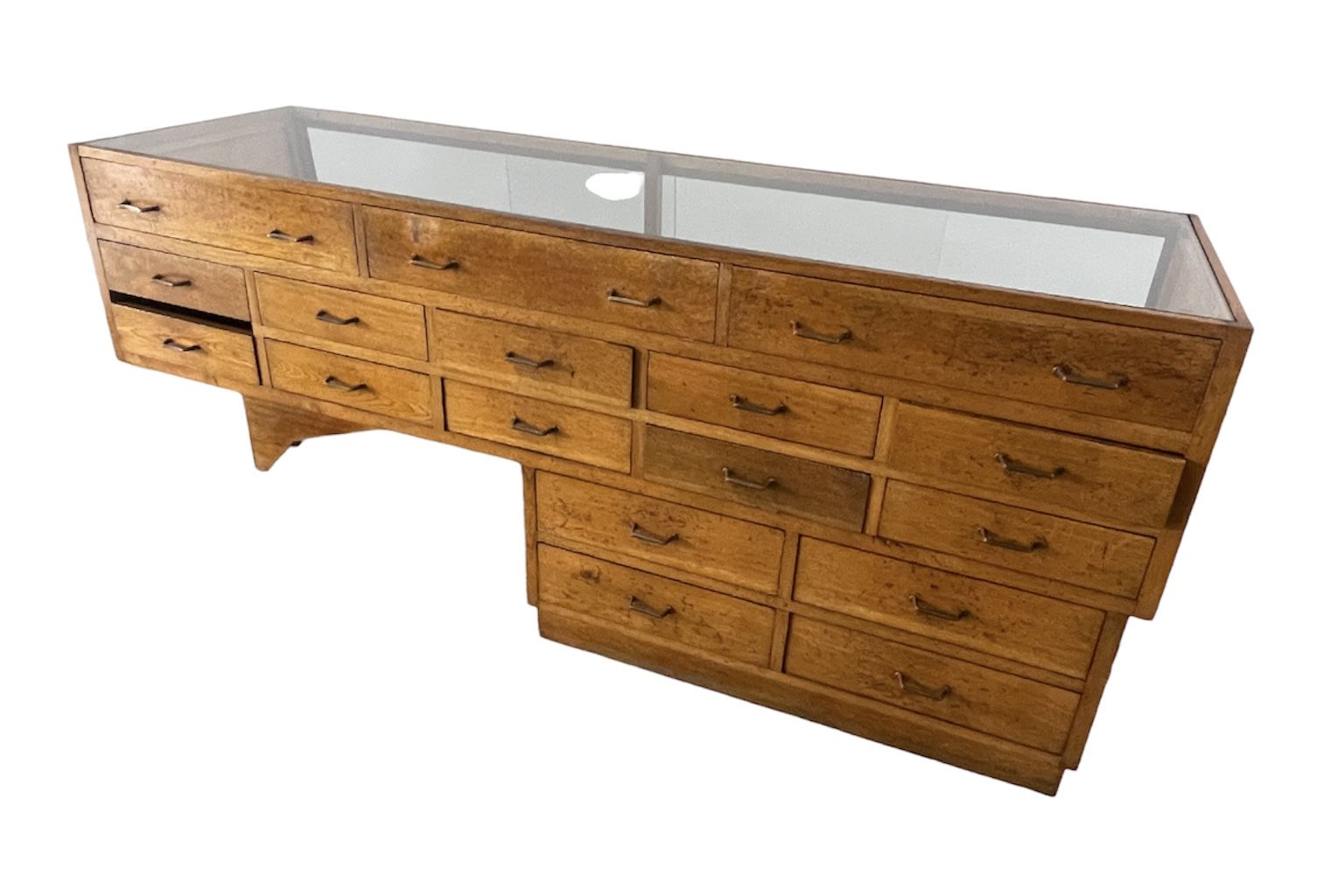 2 Showcases furniture of loom with drawers oak wood jewelry Art Deco 1930' compass feet