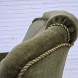 1960s, Danish 2-seater sofa, green furniture velour, beech wood.