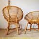 Pair of vintage basket chairs in rattan – Riviera style 1960