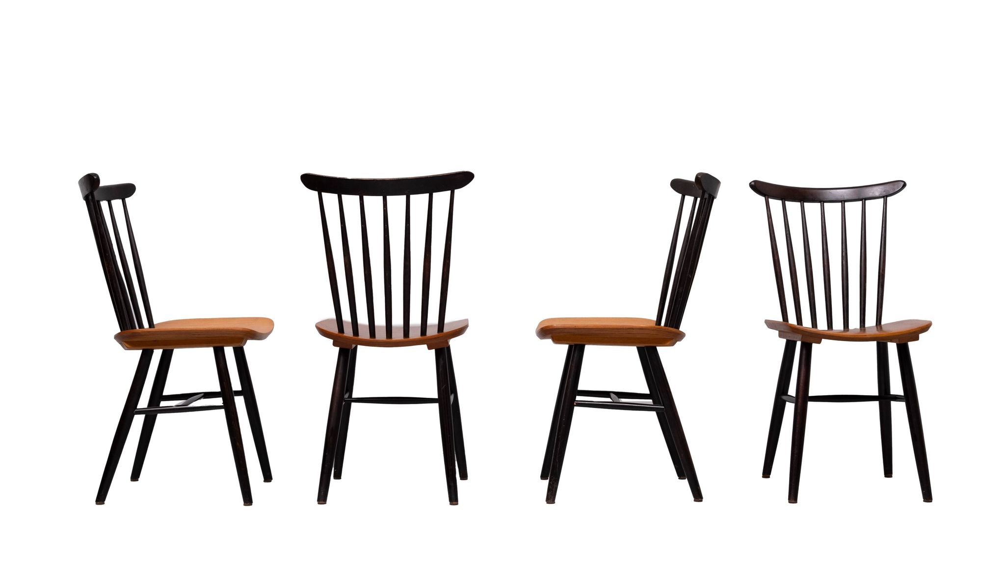 Set of 4 spindle back dining chairs 1960s holland