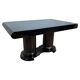 Art Deco dining table in black piano lacquer & metal, 1930
