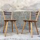 Pair of bistro and bohemian beech chairs, compass feet 1950