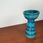 Rimini Blue Candle Holder in Mid-Century Ceramic by Aldo Londi for Bitossi, Italy, 1960s