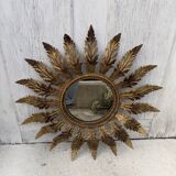 Aged metal sun mirror country decoration