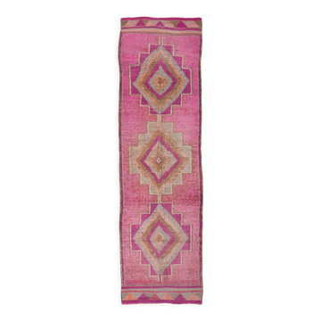Pale pink vintage runner rug 300x86cm