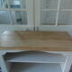 Pearl gray patinated library, 2 shelves, wooden tray.