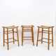 Set of 3 bar stools in Oak and Rush woven seat