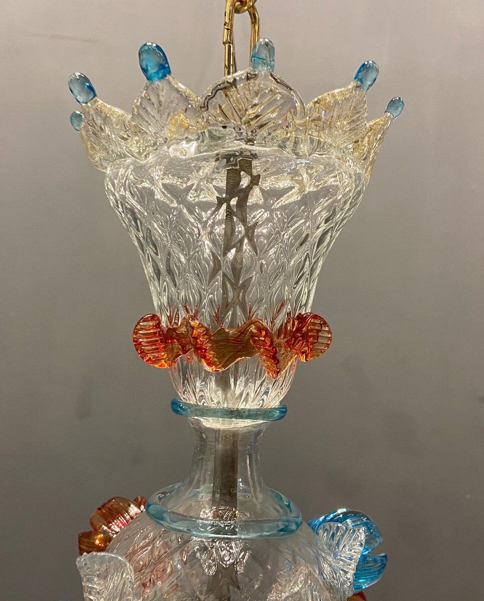 Venetian murano glass flower chandelier, 1960s