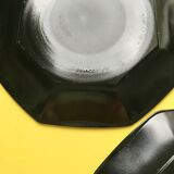 Lot of 12 black and red plates 80s of the style arcoroc collection octime