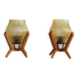 Pair of 1970's Vintage bedside table lamps by Drevo Humpolec