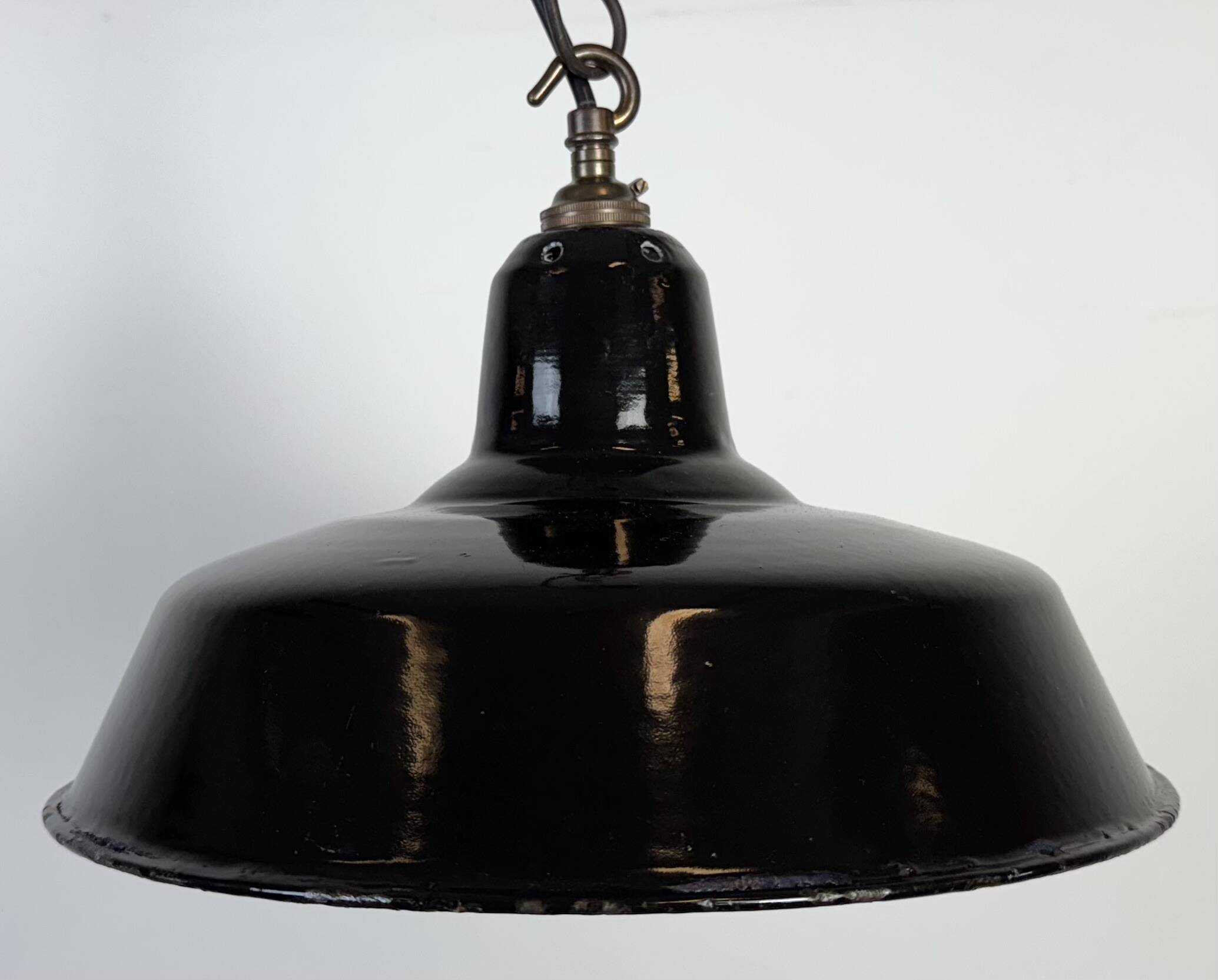 Industrial Black Enamel Factory Pendant Lamp, 1960s
