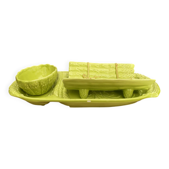 Vintage asparagus service in majolica – Complete 3 pieces
