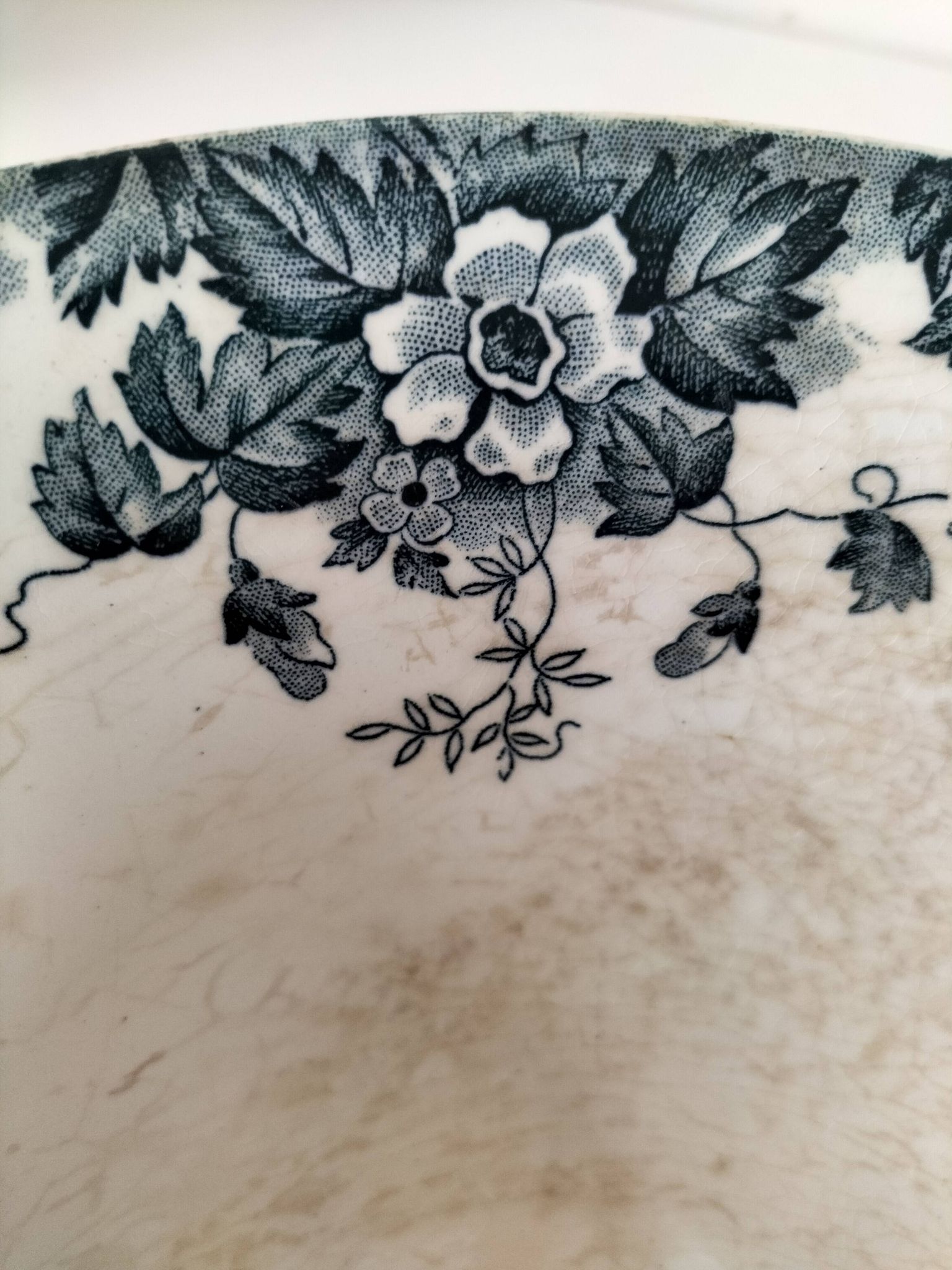 Antique salad bowl from Moulin des Loups, blue Marie-Louise pattern