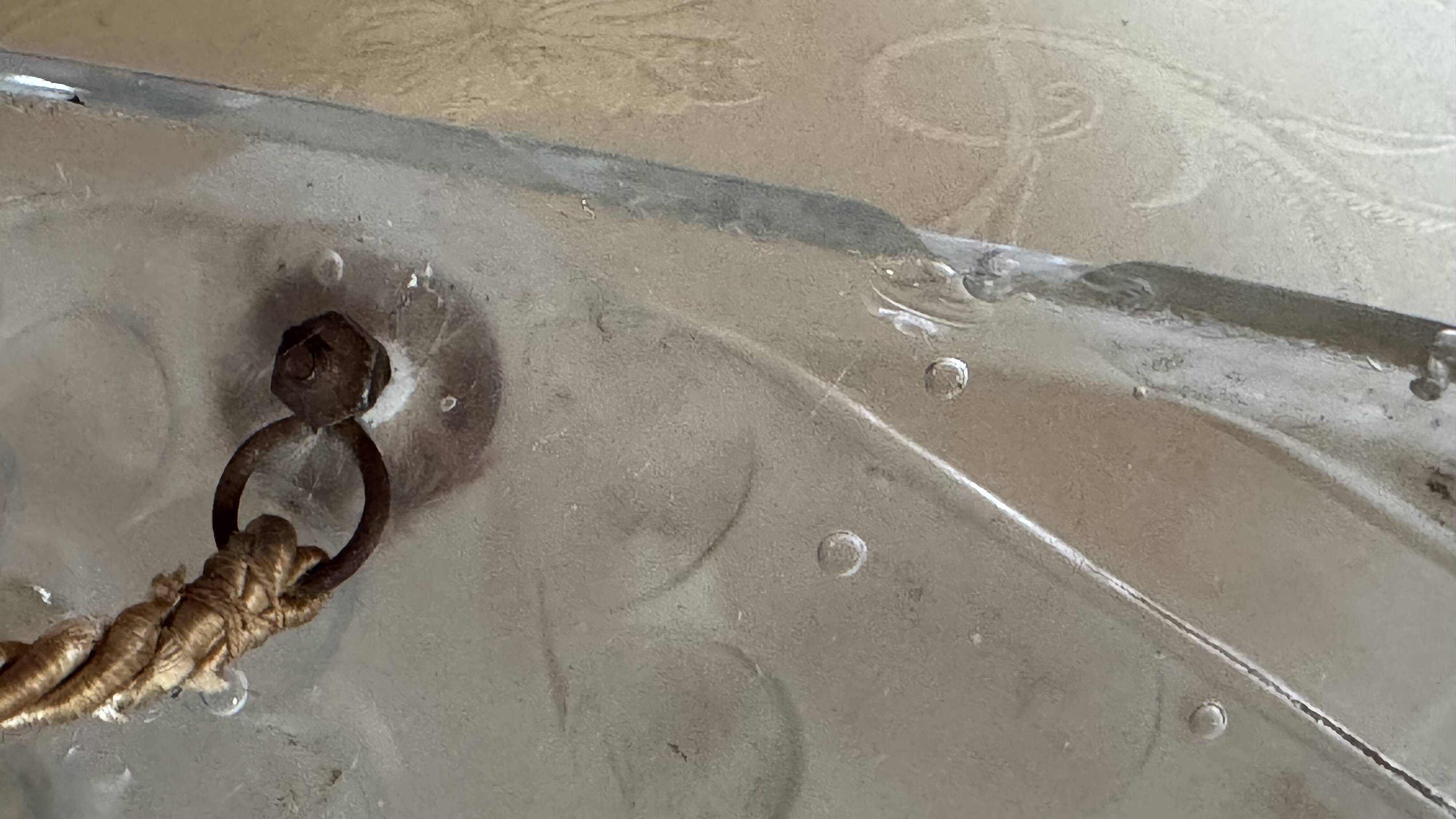 Art Deco glass press basin suspension signed Degue