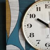 Vintage clock rectangular silent wall clock "Jaz blue white ochre"