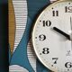 Vintage clock rectangular silent wall clock "Jaz blue white ochre"