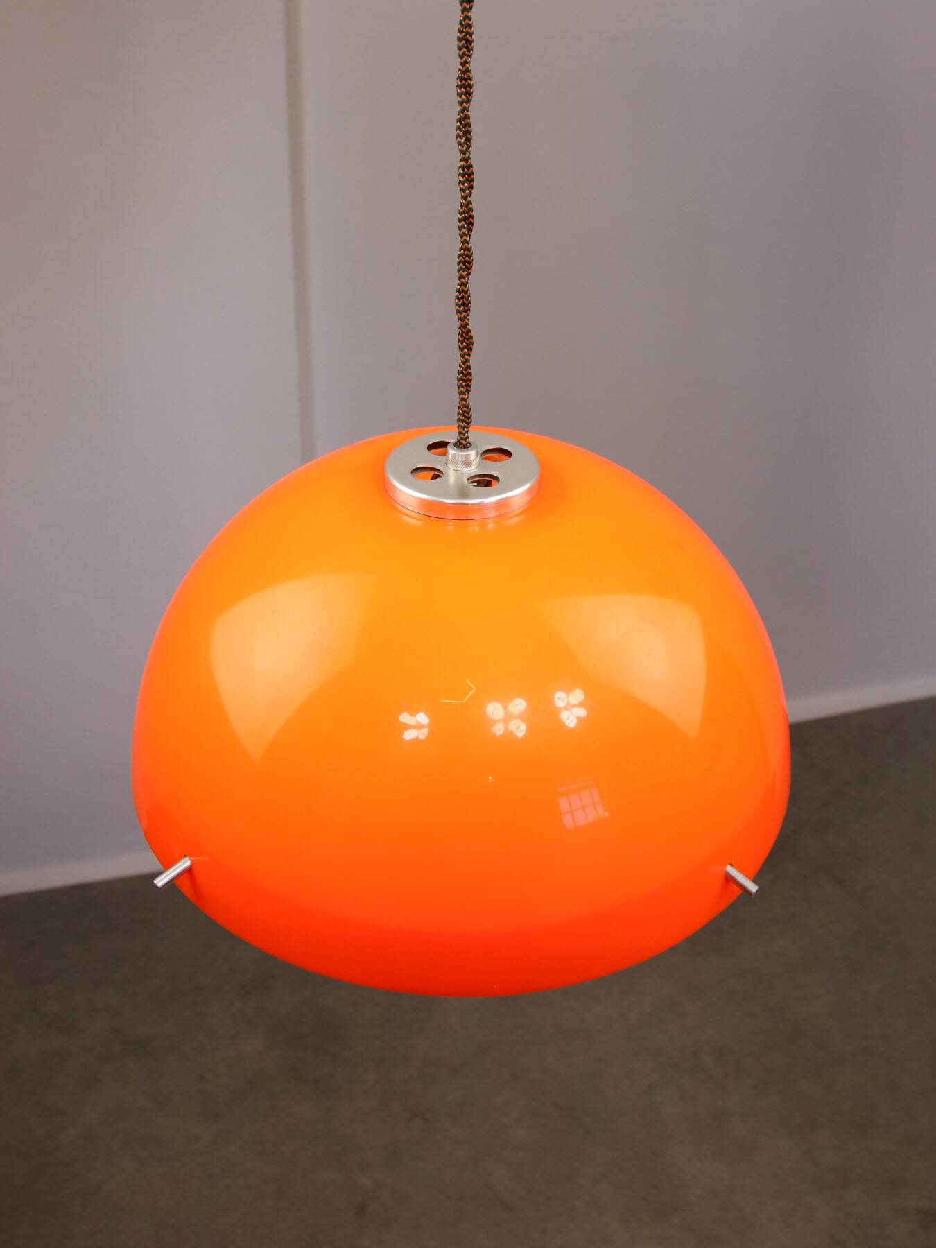 Italian Orange Acrylic Glass Pendant Lamp, 1970s