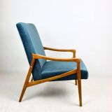 Czech Model Armchair attributed to Jiri Jiroutek in ocean blue, 1970s