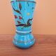 Blue opaline vase with floral decoration from the Napoléon III period.
