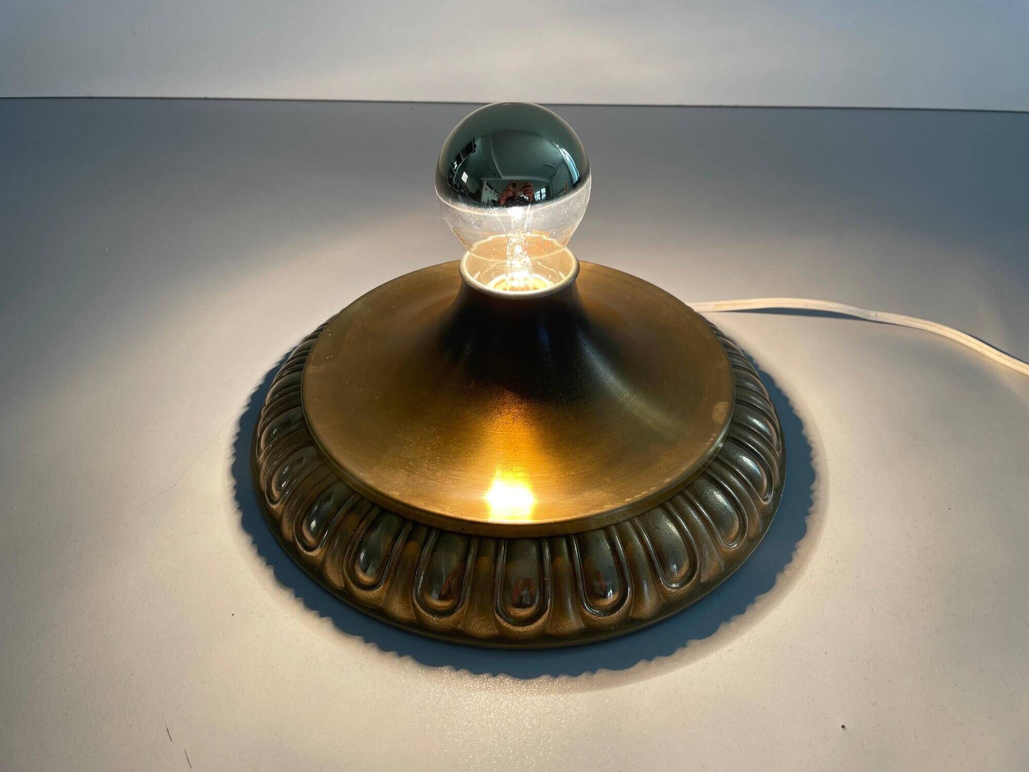 Simple flush lamp in brass, mid-century German design, 1960s, Germany.
