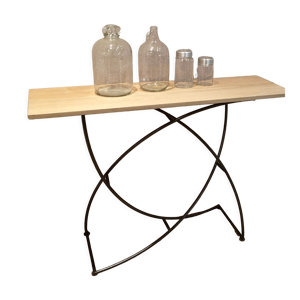 console  metal et bois