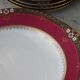 Elegant mid-century Japanese bone china service for 12 in white and noble red