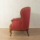 Biedermeier salon bench with raspberry red striped upholstery