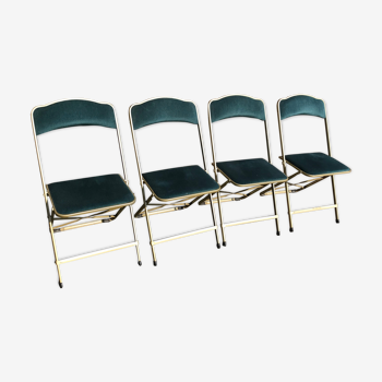 Set de 4 chaises pliables velours bleu