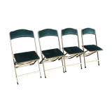 4 blue velvet folding chairs