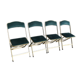 4 blue velvet folding chairs