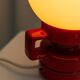 Vintage ceramic table lamp, Italy, 1970s - Red with white glass shade - Mid-century design