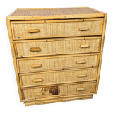 Light rattan chest of drawers with caning