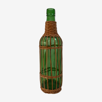 Vintage glass and rattan bottle