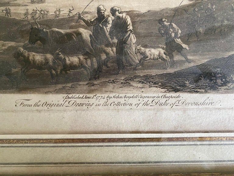 After claude le lorrain, engraving, landscape with shepherds
