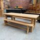 Table de ferme en chêne et ses 2 bancs