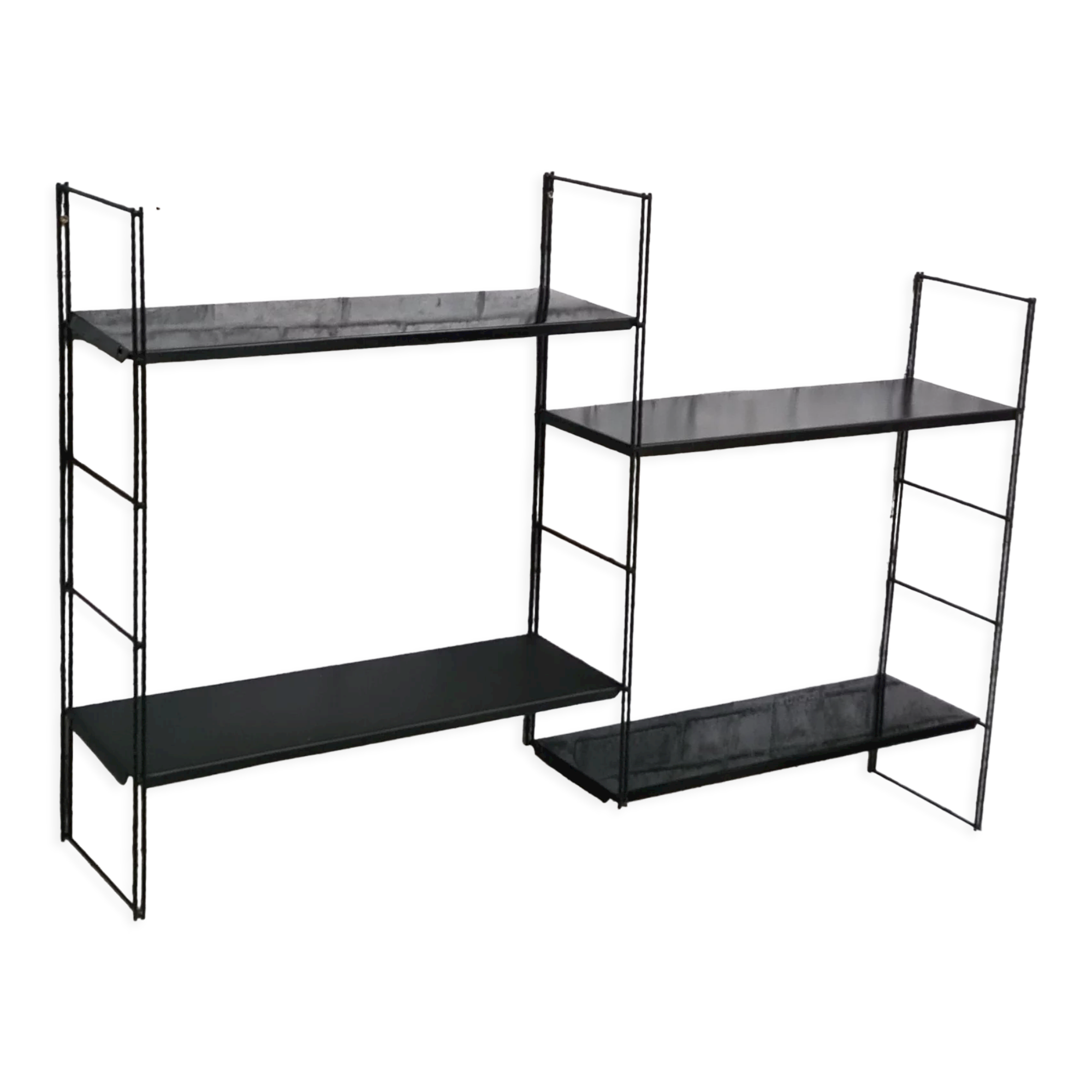 Shelves, 1960 to 70 metal 4 tablets black, 3 amounts