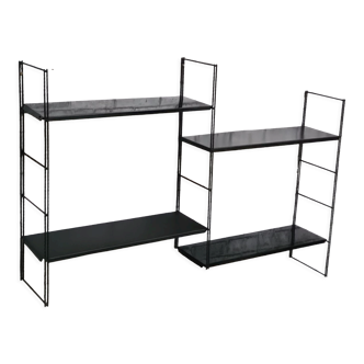 Etagere 1960 a 70 metal 4 tablettes noir à 3 montants