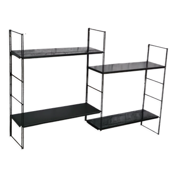 Etagere 1960 a 70 metal 4 tablettes noir à 3 montants